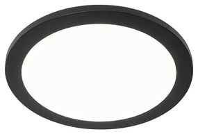 Mennyezeti lámpa fekete 30 cm LED-del, 3 fokozatú fényerőszabályzóval, IP44 - Steve