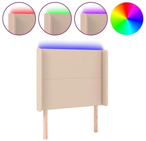 cappuccino műbőr LED-es fejtámla 83x16x118/128 cm
