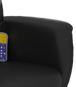 fekete dönthető műbőr masszázsfotel lábzsámollyal