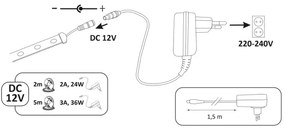 LED szalag 5m, 36W, 12V, 4000K, semleges fehér fény
