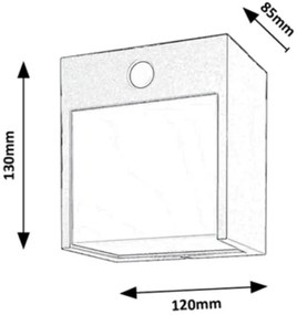 Rabalux 7479-LED kültéri fali lámpa mozgásérzékelővel BALIMO LED/12W/230V IP44