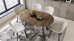 Mazzoni ALMO Elegáns Dió/fekete lábak - BŐVÍTHETŐ KEREK ASZTAL Y ALAKÚ LÁBAKKAL LOFT/IPARI STÍLUSÚ NAPPALIBA/ÉTKEZŐBE