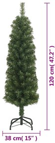 zöld PVC vékony műkarácsonyfa állvánnyal 120 cm