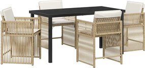 vidaXL Kert étkező szett 5 pcs Bézs polirattan