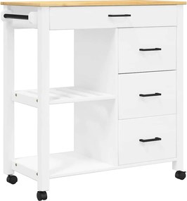 vidaXL MONZA tömör fenyőfa konyhai kocsi 84 x 40 x 88,5 cm