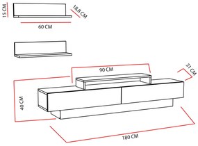 TV szekrény Lusi - White, Oud Oak