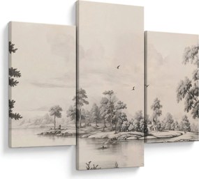 Kép - Vintage tájkép rajz (90x60 cm)