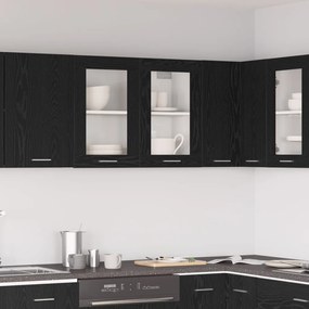 Fekete Tölgy Függő Üveges Szekrény 80x31x60 cm Műanyagból készült
