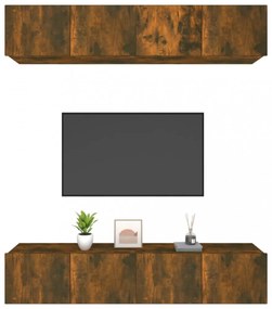 4 db füstös tölgy színű szerelt fa TV-szekrény 80 x 30 x 30 cm