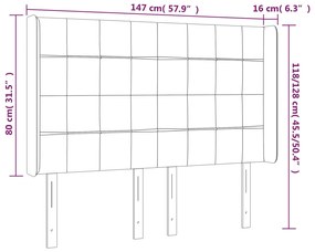 fekete bársony LED-es fejtámla 147x16x118/128 cm