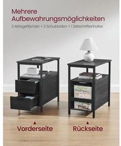 Éjjeliszekrény elosztóval és USB porttal, kis asztal 2 fiókkal, antracitszürke