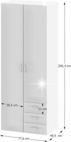 szekrény, 2 -ajtós, fehér extra magasfényű, GWEN 70425