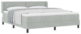 Boxspring Ágy Mattal Világosszürke 180x200 cm Bársony