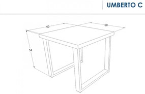 Umberto C furnér dohányzóasztal 60x60cm