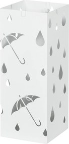 HOMCOM Esernyőtartó 4 Akasszal, Vízgyűjtő Tálca Esernyőhöz Előszobába, Esőernyők és Bartartók Acél 15.5 x 15.5 x 40 cm Fehér | Aosom