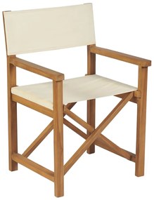 vidaXL krémfehér összecsukható tömör tíkfa rendezői szék