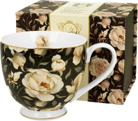 Porcelán talpas bögre English Roses Black 530 ml Ajándék Csomagolás