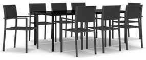 vidaXL 9 részes fekete kerti étkezőgarnitúra