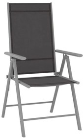 vidaXL 10 részes fekete-ezüstszínű kerti étkezőgarnitúra