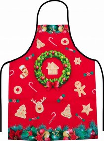 Ünnepi díszekkel díszített konyhai kötény, karácsonyi ajándék nőknek