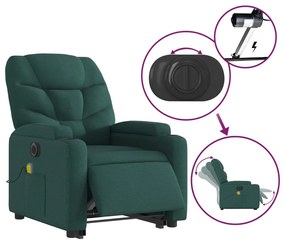 vidaXL sötétzöld szövet dönthető elektromos álló masszázsfotel
