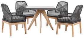Négyszemélyes beton étkezőasztal fekete székekkel OLBIA Beliani