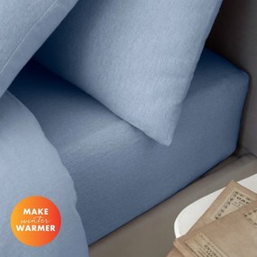 Világoskék gumis flanel lepedő 150x200 cm Brushed – Catherine Lansfield