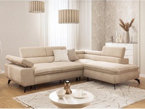 Bézs zsenília sarokkanapé (jobb oldali-L alakú) Marbeya – Ropez