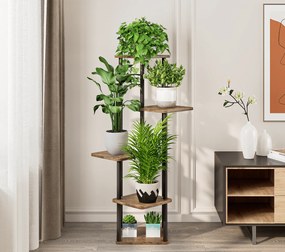 Fém virágállvány, 30x30x106,5 cm, fekete/rusztikus