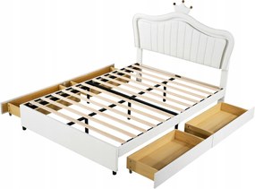 Kárpitozott gyerekágy 140 x 200 cm méretben 4 fiókkal Pu bőr