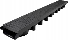 Lineáris vízelvezetés 1000x63x131mm 1,5Tony Max-drain Rács Dekor Fekete Pp