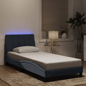 sötétszürke bársony ágykeret LED-világítással 90 x 190 cm