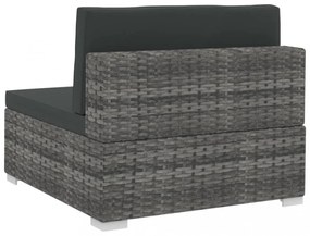 4 részes szürke polyrattan kerti kanapészett párnákkal