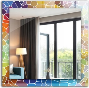 Falra akasztható dekoratív tükör Színes absztrakt mozaik 60x60