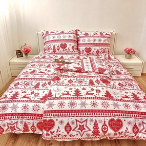 Pamut ágyneműk Karácsonyi ágyneműk Christmas piros TiaHome - 1x Párna 90x70cm, 1x Paplan 140x200cm