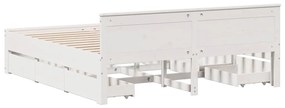 fehér tömör fenyőfa ágy matrac nélkül fejtámlával 200 x 200 cm