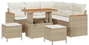 vidaXL Kerti Kanapé Szett 8 pcs Bézs polirattan