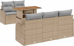 vidaXL Kerti Kanapé Szett 6 pcs Beige és Világosszürke polirattan