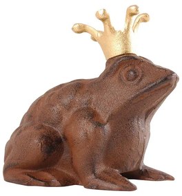 Öntöttvas békakirály szobor, 13 x 13 cm