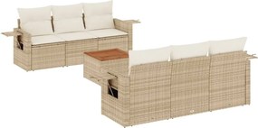 vidaXL 7 részes bézs polyrattan kerti ülőgarnitúra párnákkal