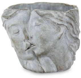 Cyrus design görög pár arcát ábrázoló szürke cement virágtartó kaspó 12x16x14,5cm