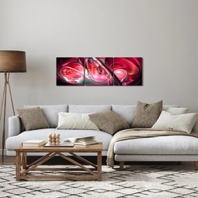 Piros fraktálos kép (órával) (90x30 cm)