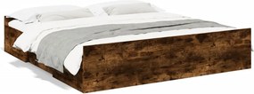 vidaXL füstös tölgy színű szerelt fa ágykeret fiókokkal 200 x 200 cm