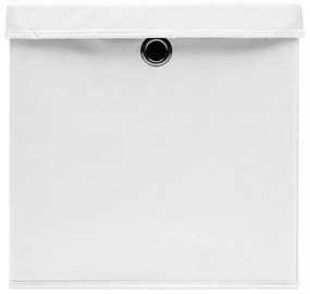 4 db fehér fedeles tárolódoboz 28 x 28 x 28 cm