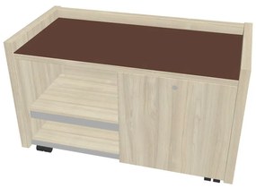 Verno mobil konténer 100 x 50 cm üveggel, bal, akác / barna