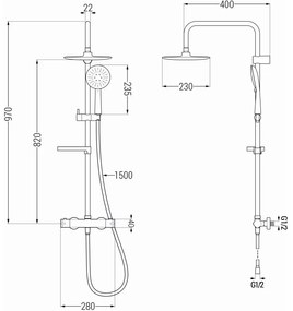 Mexen KX67 zuhanykészlet Kai termosztatikus csapteleppel, fekete, 771506791-70