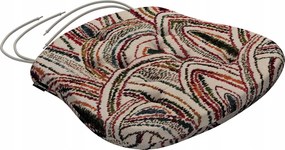 Filip székpárna 41x38 piros-zöld ívek krémszínű alapon