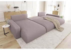 Világos rózsaszín kordbársony kinyitható tárolóhelyes sarokkanapé Sara – Ropez