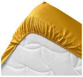 Sárga gumis bio pamut lepedő 160x200 cm Biolina – douceur d'intérieur