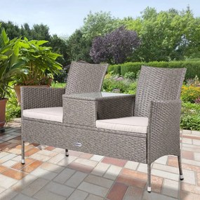 Casaria® Kerti rattan pad asztallal - homok